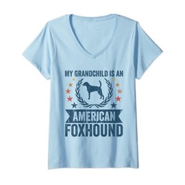 Womens My Grandchild Is A Dog - Grandpa & Grandma American Foxhound V-Neck T-Shirt