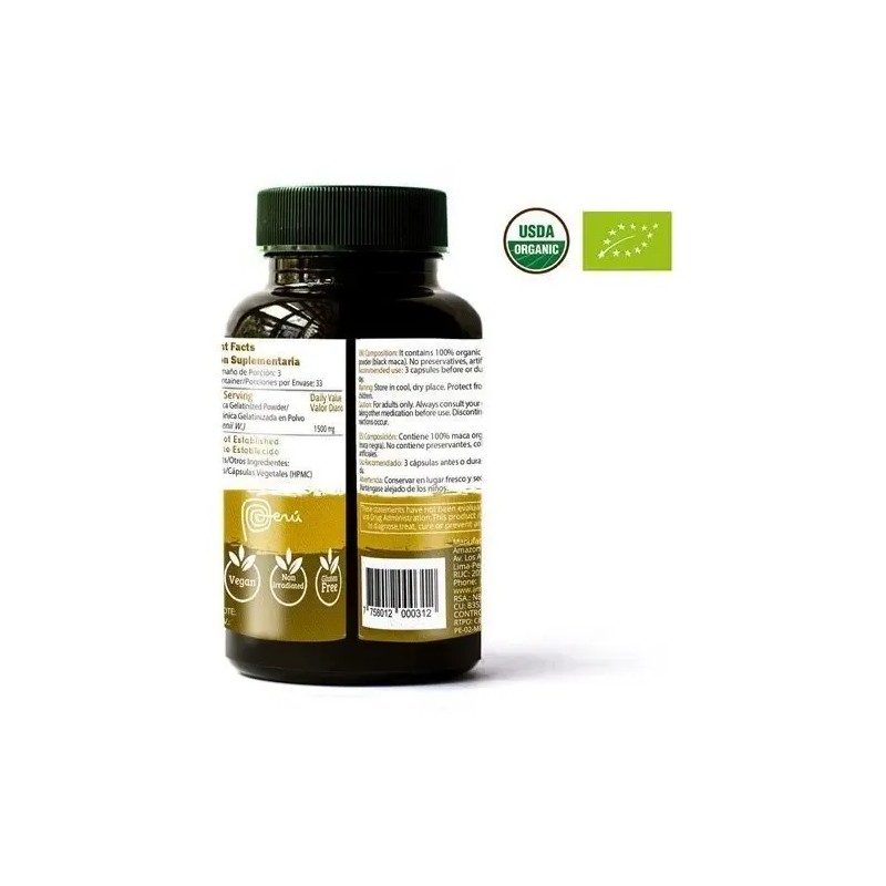 Alga Epirulina 500 Tableta + Maca Negra Organic 100 Capsulas