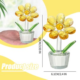Crystal Ornaments Crystal Sunflower Paperweight 1 PCS Colorful Crystal Flower Ornaments for Table Decoration for Birthday, Easter, Christmas, Wedding, and Mother's Day (yellow)
