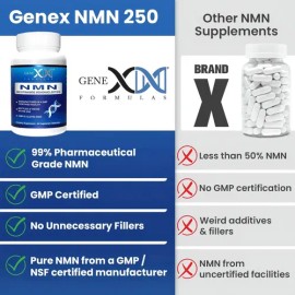 Suplemento Genex Formulas NMN NAD Booster Sin Sabor 60 Cápsulas Veganas                                                                               