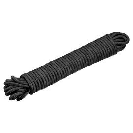sourcing map Polypropylene Rope Braid Cord 12M/39.4ft 1/4" Black for Indoor Outdoor Camping Clothes Line