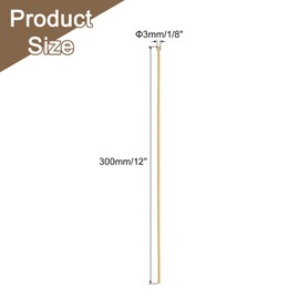 sourcing map Brass Rods 1/8 Inch x 12 Inch Brass Solid Round Rod for Handle Pin DIY Craft Material Pack of 1