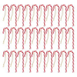 30 piezas de plástico para decoración de bastón de caramelo, adornos colgantes para árbol de Navidad, manualidades, fiesta, suministros de día festivo, rojo y blanco