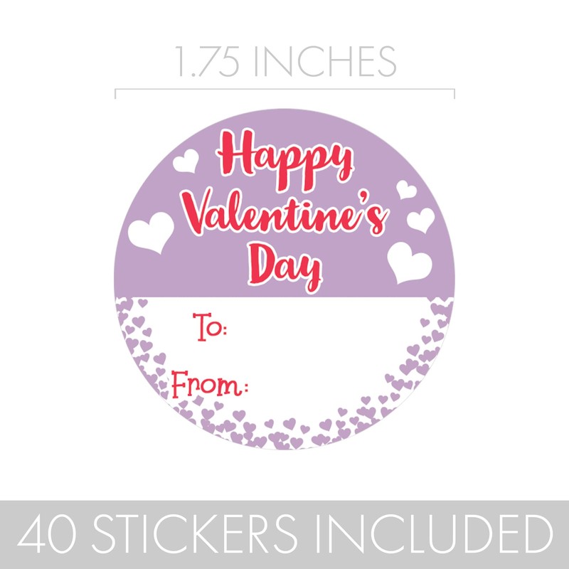 Valentine's Day Tag Stickers - Pink, Teal, Purple Love Theme