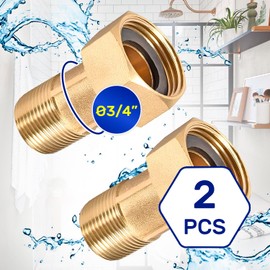 Pack of 2 Water Meter Connection Fittings Thread Diameter 3/4 Inch Polished Brass MONTERAL