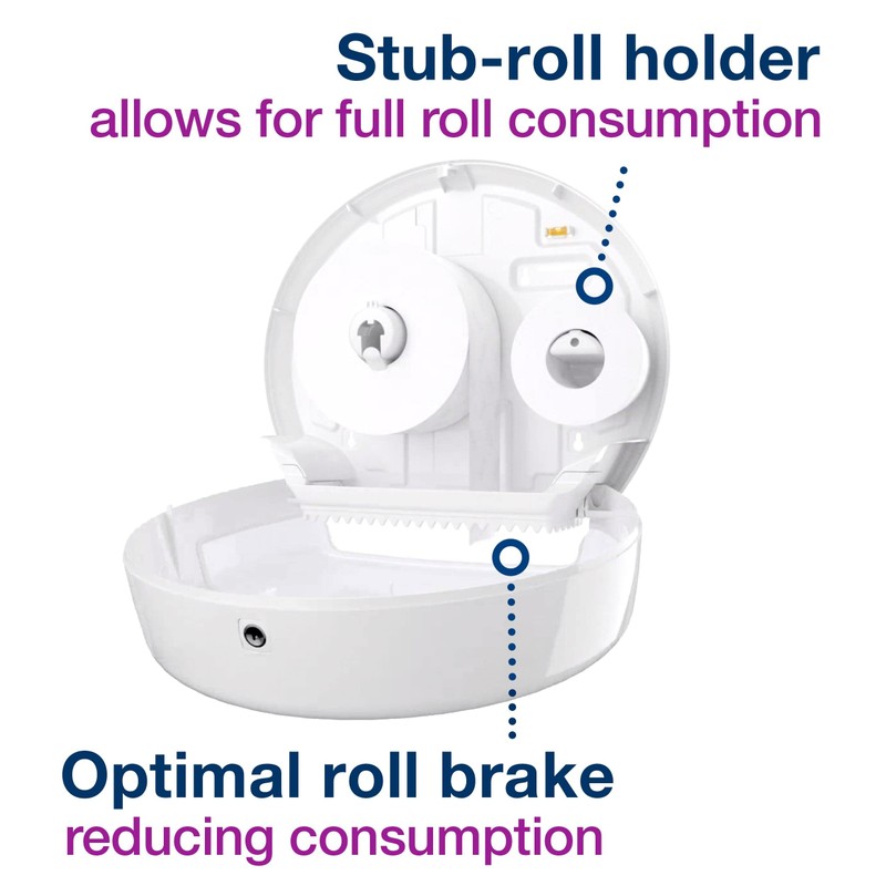 Tork Mini Jumbo Toilet Paper Roll Dispenser White T2, Modern