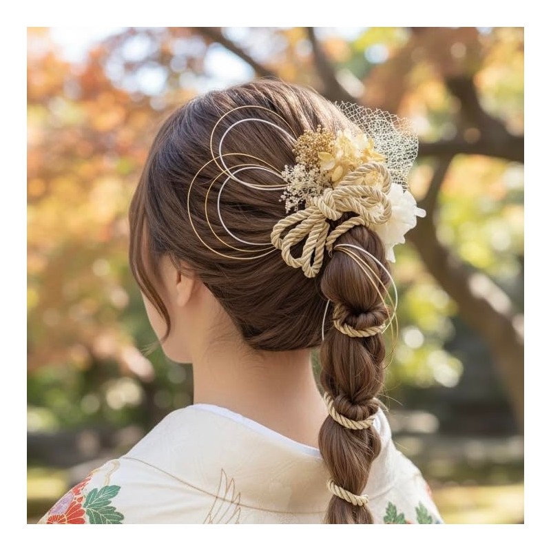 Lomeri Hair Ornament with Rope Arrangement and Dried Flowers, Available