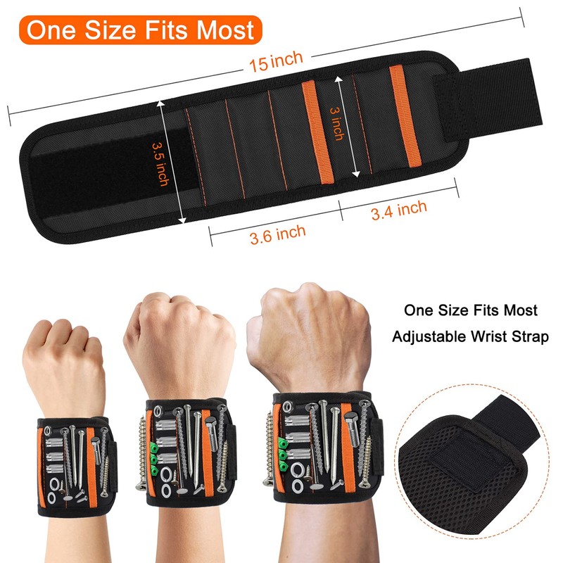 Magnetic Wristband with 15 Strong Magnets, Tool Belt Magnetic Wrist