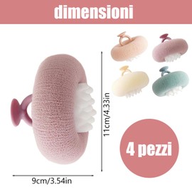 Shower Sponge, 4 Pieces Shower Sponges, Bath Sponge for Adults, Round Bath Sponge, Exfoliating Sponge, Hanging and Vacuuming, Dual Use Massage for Shower Bath (Multicolor)