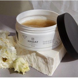 HADAT Cosmetics Hair and scalp mud scrub for deep cleansing and removal of impurities and dead cells from the scalp. Dead Sea mud scrub for hair peeling