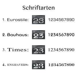 House Number Anthracite RAL 7016 with Engraving, House Number Sign with Street Name, Number, Number, Sign Including Fischer Dowel Screws Set, Door Sign is Weather-Resistant, 160 x 140 mm, Version 1