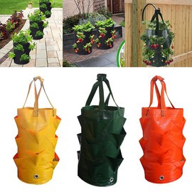Fulanfudi 3 pcs Hanging Planter Bag with Handles, Strawberry Grow Bags Foldable Durable Growing Bags Grow Plante for Growing Vegetables Flowers Herb Plant