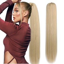 BHF 32" +30” Organic Ponytail-Extensions Long Straight Drawstring Black - Hair Extensions Ponytail Extra Long Clip in Hairpieces for Women (6.7OZ) (32in-Straight ponytail, SP27/613)