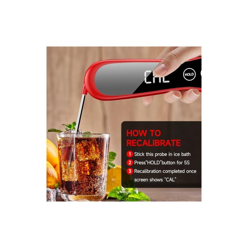 Meat Thermometer Digital with Backlight Large Display, IP67 Waterproof Instant