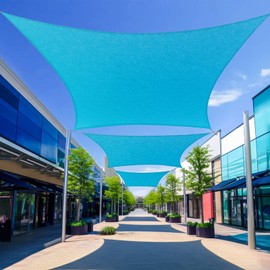 Cisvio Custom Size 14'X15' Turquoise Mix Rectangle Sun Shade Sail UV Block Awning Shelter Fabric Cloth Canopy 185 GSM CS1212 for Patio Garden Outdoor Backyard Cover (We Customize)