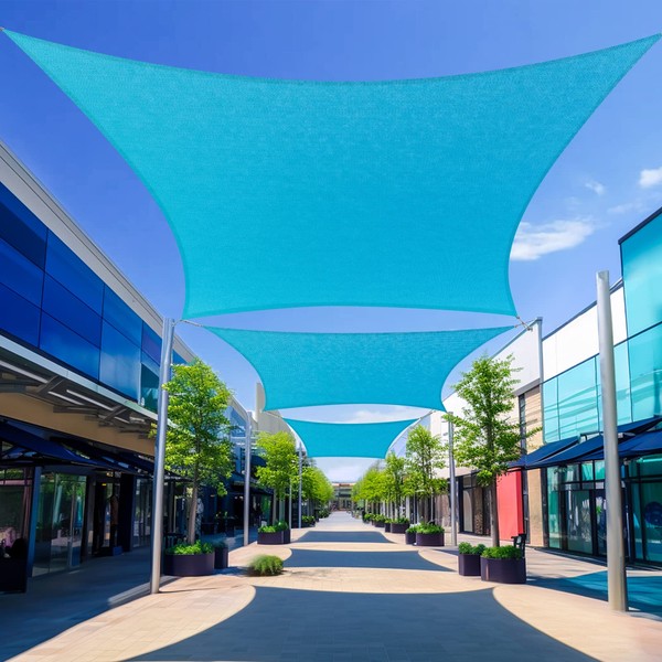 Cisvio Custom Size 14'X15' Turquoise Mix Rectangle Sun Shade Sail
