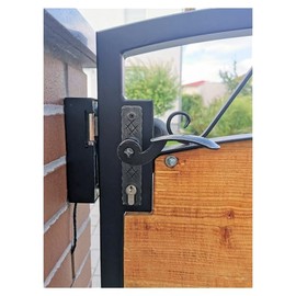 UHRIG Wrought Iron Handle Set for Garden Door, Right Door Handle and Fixed Push Handle, Galvanised Handle Set, Antique Black