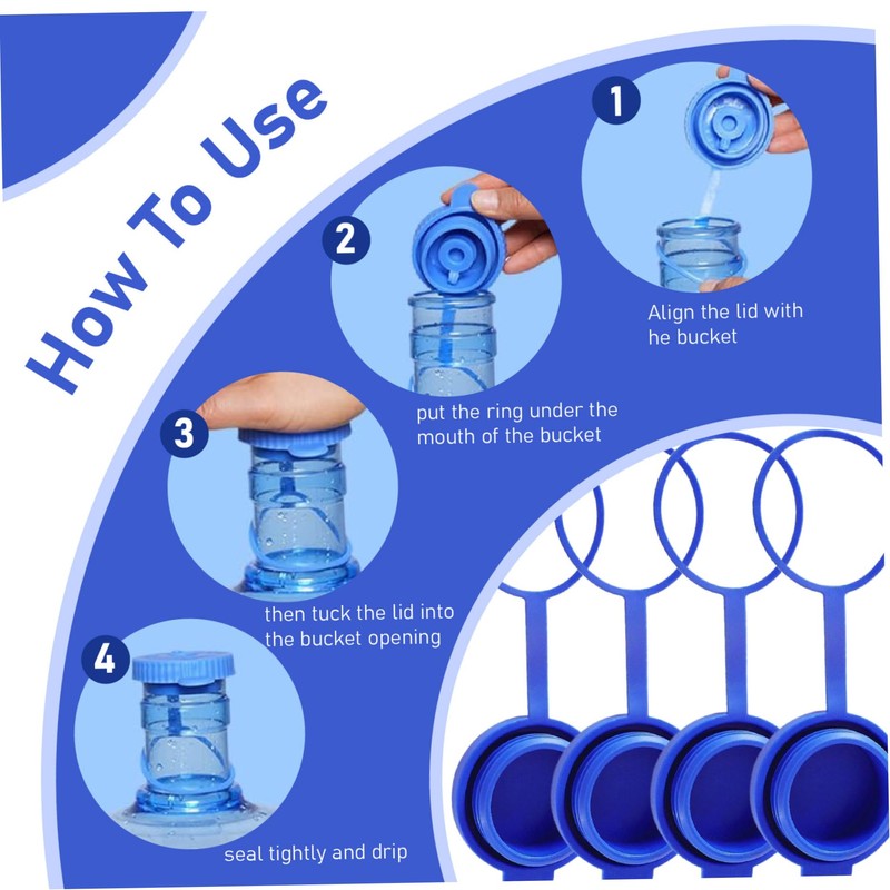 4PCS Water Bottle Lid Replacement Leak-Proof 3 & 5 Gallon