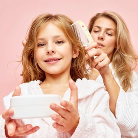 Giantree 2Pcs Baby Hair Comb, Kids Hair Brush Set for Girls Boys, Cute Hair Comb Set Toddler Hair Brush, Mini Comb Rat Tail Styling for Toddler Child's Hair(Style A)