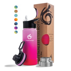 Hydro2go Stainless Steel Drinking Bottle 500 ml / 0.5 Litre - for Kids, School, Sports, Fitness & Outdoor Thermal Stainless Steel Bottle BPA-free + 3 Drinking Closures 100% Leak Proof Thermos