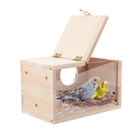 Lyaciomn 1 Piece Parakeet Nesting Box Cage Wood Breeding Box for Parrot Parakeet Cockatiel Lovebirds