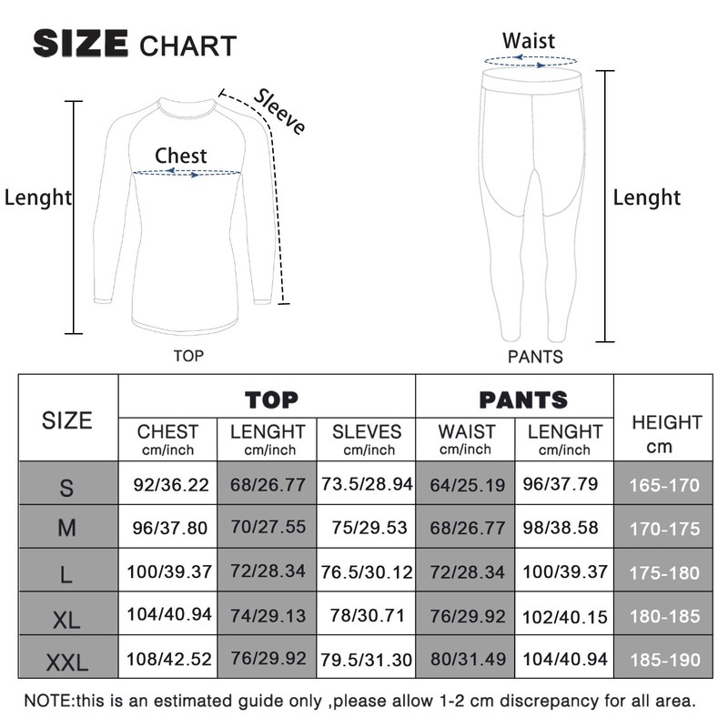 Men's Thermal Underwear Wintergear Fleece Long Johns Compression Base Layer