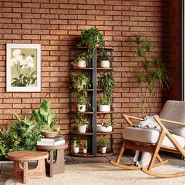 LITTLE TREE 66.9" Corner Shelf Stand, Ladder Etagere Display Bookshelf, 5-Tier Freestanding Shelves for Small Spaces, Living Room, Bedroom, Bathroom