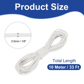 PATIKIL 1/8" x 33' Elastic Bungee Cord, Bungee Shock Cord Kayak Stretch String Rope for Camping Tent Bike Tie Down Kayaking Boating Repairing Poles DIY Canopy Patio, White