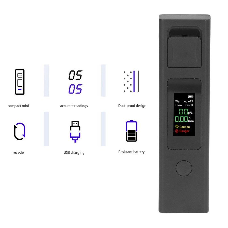 Breathalyzer Small Portable Smart Quick Response Blowing LCD HD Three