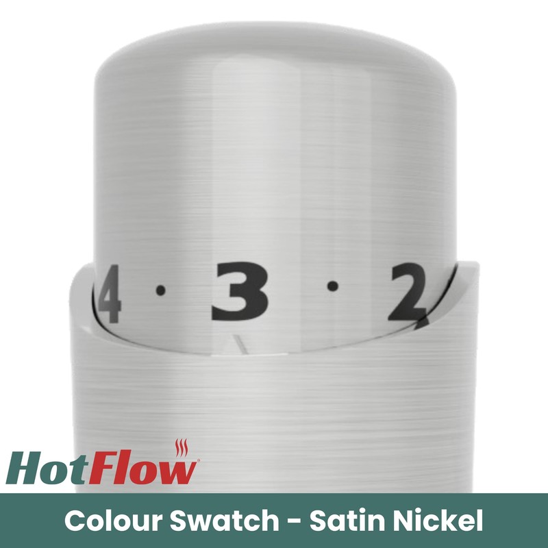 Hot Flow Satin Nickel Angled Modern TRV Thermostatic Radiator Valve