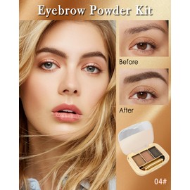 Eyebrow Powder Kit, Long Lasting Waterproof Eye Brow Tinting, 3 Colors Black Light Dark Brown Brow Tint, Brow Filler Palette with Brush and Brow Razor, Mother’s Day Makeup Gift for Women Girl- Set 04