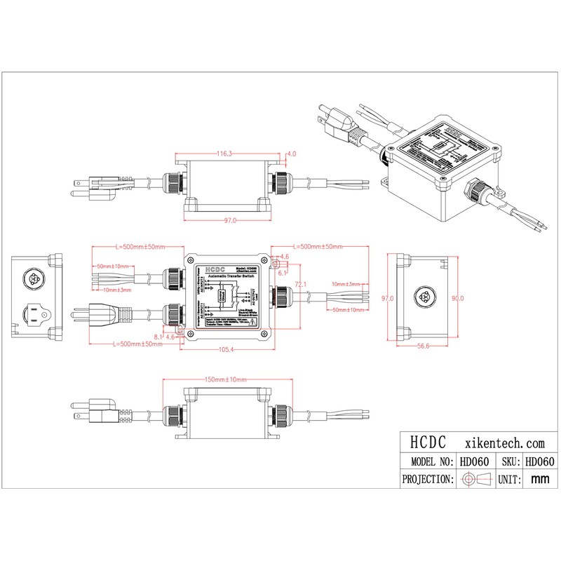 AC120V 15Amp Automatic Transfer Switch, ATS Auto Transfer Switch (Core