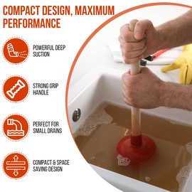 Harrier Hardware Small Sink Plunger, 10.5-Inch, 4-Inch Mouth, 9-Inch Handle, Compact