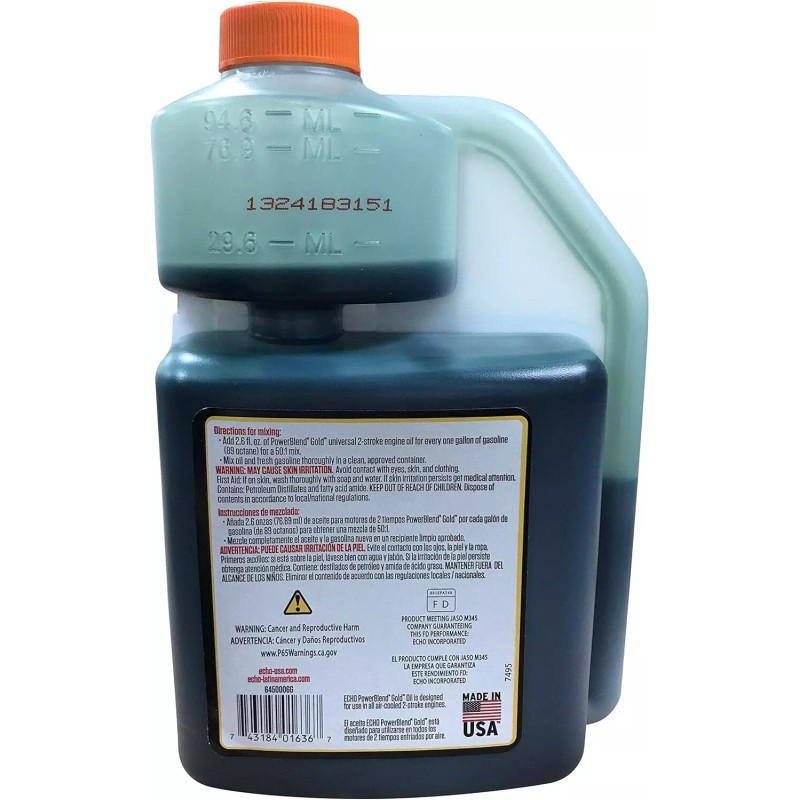 Echo 6450006 16oz. Squeeze Bottle 50-1 2-Cycle Oil 16 oz