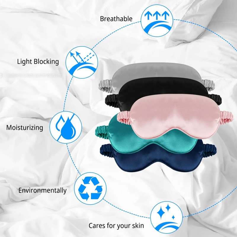 1 Pack Sleep Mask, Silk Eye Mask with Elastic Strap,