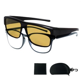 ZesMark Over Sunglasses, Polarized Sunglasses, Can be hung over Glasses [Cleaning Cloth with Case] UV 400 UV Protection, yellow