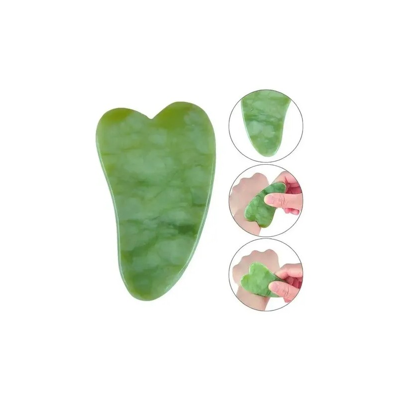 Kit Rodillo de Jade Gua Sha Antifaz Gel Cepillo Facial