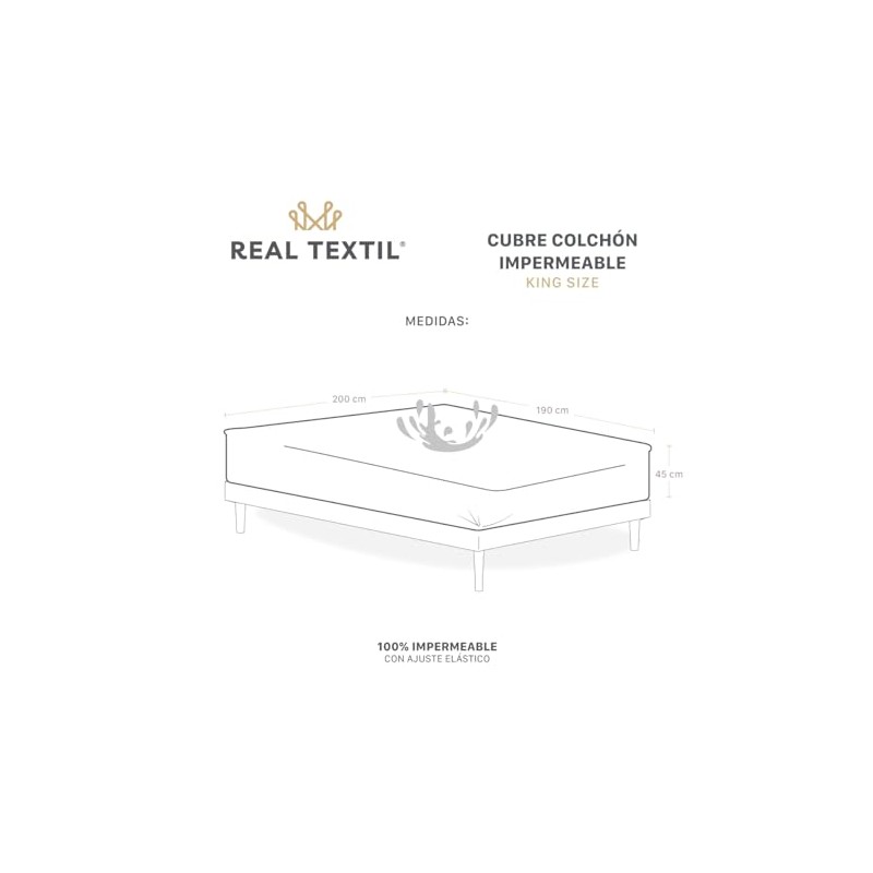 REAL TEXTIL Cubre Colchón Protector Impermeable Ajuste 45 cm King