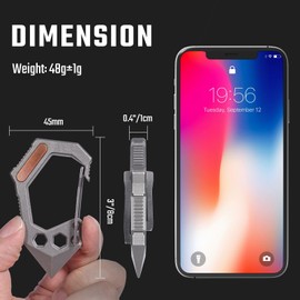 KeyUnity Titanium 6-in-1 EDC Multitool Carabiner - Quick Release, Keychain Holder, Screw Bit Driver, Slotted Screwdriver, Bottle Opener, Pry Bar, Scraper for Men & Women Camping, Hiking