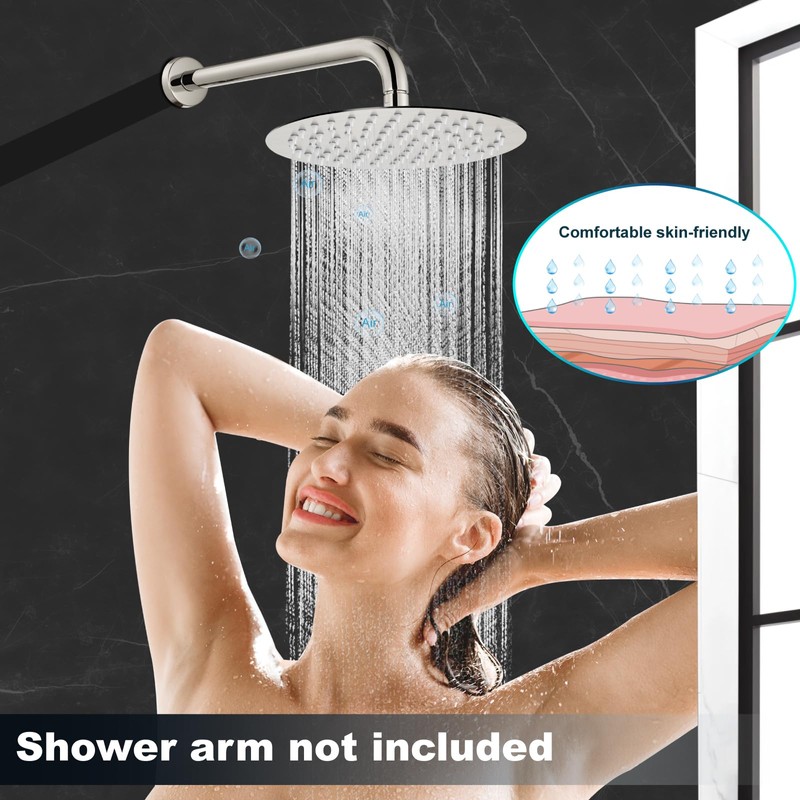 Midanya Round Rainfall Shower Head High Pressure Stainless Steel Waterfall