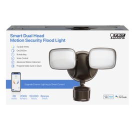 Feit Electric Smart Outdoor Flood Lights with Motion Sensor, 28W LED WiFi Security Light with Dusk to Dawn Compatible with Alexa and Hey Google, Tunable White, 2 Head, Hardwired, S9DFL/CCT/MOT/BZ/AG