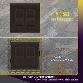 ENERLITES Decorator Light Switch or Receptacle Outlet Wall Plate, 2-Gang 4.88" x 4.92", Gloss Finish, Mid-Size, Unbreakable Polycarbonate Thermoplastic, UL Listed, 8832M-BR, Brown