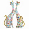 Two Cat Statues Home Decor, White Cat Sculptures 9.6-Inch with