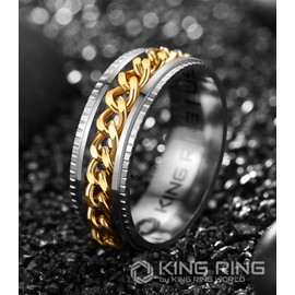 King Ring 8mm Super Spinner Ring – Premium Stainless Steel Fidget Ring for Men & Women K06 – Silver Gold 9