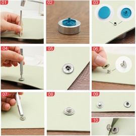 NXTOV 120 Sets Snap Buttons, 15mm Leather Snap Fasteners Kit with 5 Pieces Fixing Tools, 12 Colors Craft Snaps for Clothes, Windbreaker, Shirts, Jacket, Backpacks, Wallet,Bags