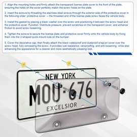 Clear License Plate Cover & Frames, 2PCS License Plate Protector Rust-Proof Auto Licenses Plates Holder with Screws & Caps, Universal Vehicle License Protector (Grey)