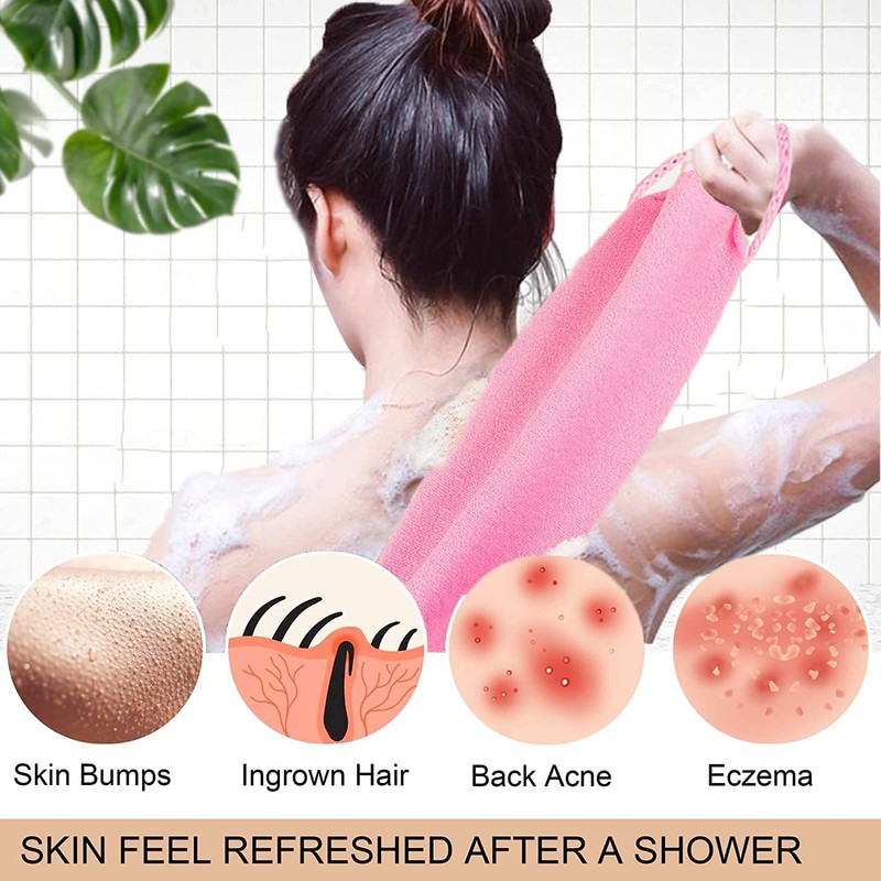WUBAYI 2 Pack Back Scrubber Body Scrubber for Shower Nylon