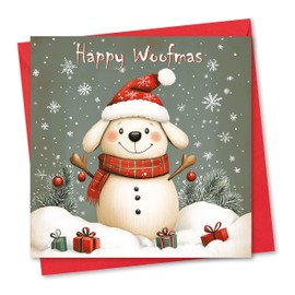 Christmas Card. Snow Dog Design. Eco-friendly & UK Made. Blank Inside. 148x148mm card size.