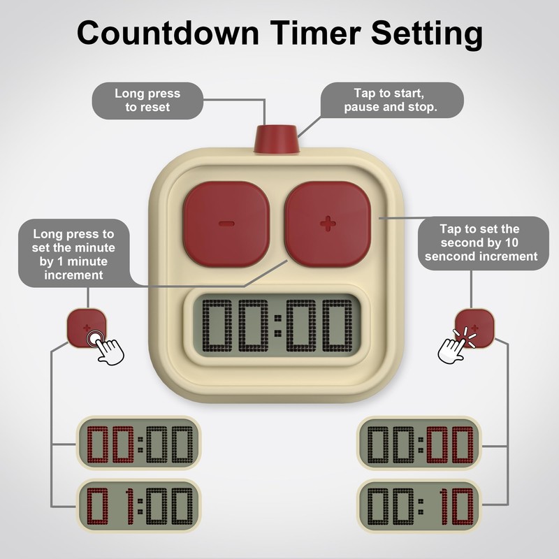 KADAMS Digital Kitchen Timer for Cooking, Countdown & Count-up Productivity,