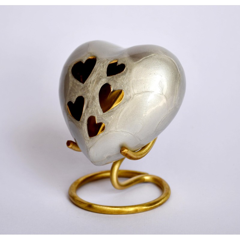 Esplanade Brass Cremation Mini Heart Urn Keepsake Memorial, Small Urn